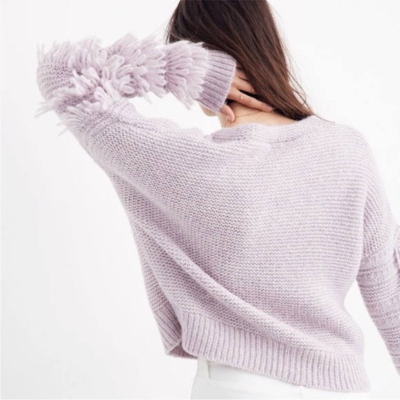 MADEWELL Fringe-Sleeve Pullover Sweater in Heather
Periwinkle - XS - Picture 4 of 7